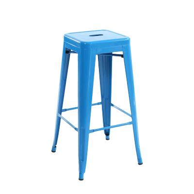 China Industrial Wholesale Modern Nordic Shiny Blue Metal Bar Stool Kitchen High Stool for sale