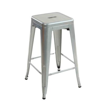 China Nordic Modern Industrial Style Shiny Silver Metal High Bar Stools For Sale for sale