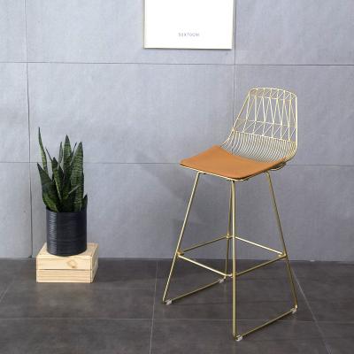 China Modern Wire Style Kitchen Metal Mesh Iron Rose White Frame Gold Bar Chair Wire Chair for sale