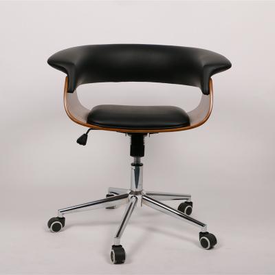 China Mid (Height) Bentwood Office Chair Swivel Adjustable Back Leather Armrest Adjustable Wood Chair for sale