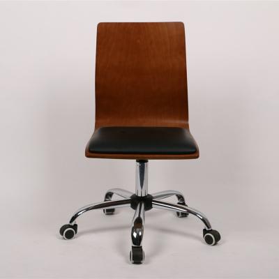 China Wholesale Adjustable (Height) Office Chair Modern Wooden Swivel Armless Chair for sale