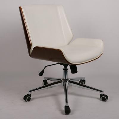 China Modern Adjustable Wood Office Chair PU Leather Adjustable Swivel Chair (Height) for sale