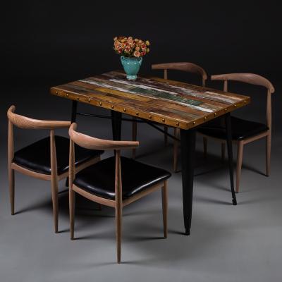 China Vintage Dining Room Furniture Restaurant Cafe Rustic Vintage Wooden Dining Table for sale