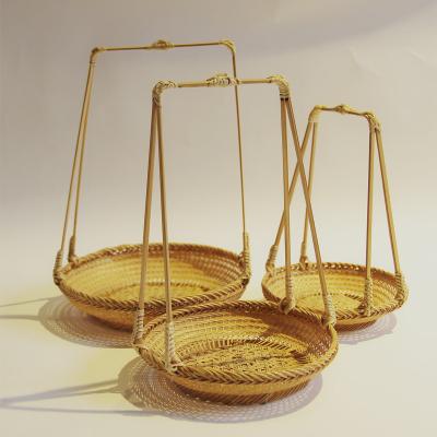 China 3 PCS Sustainable Non-Toxic Natural Japanese Bamboo Food Basket With Handles for sale