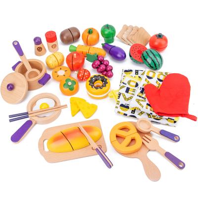 China Kitchen Toy Kids Play Pretend Wooden Fruits and Vegetables Cutting Toys Kitchen Play Sets Food Toy for sale