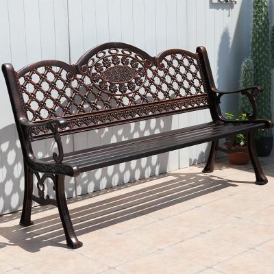 China Modern Cast Iron Commercial Street Furniture 3 Person Aluminum Park Patio Long Garden Benches Seating Chairs for sale