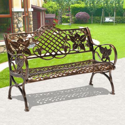 China 2022 New Design 2 Seaters Hot Outdoor Rustproof Mall Street Long Bench Customized Heavy Cast Aluminum Chair for sale