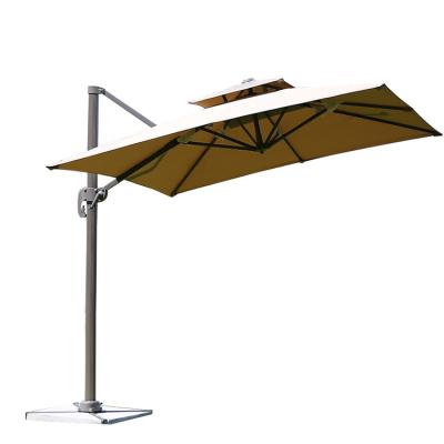 China Quality 230g Quality Polyester Khaki Parasol Outdoor Patio Umbrella Modern Guaranteed Aluminum Folding Umbrella Furniture 3 Sets for sale