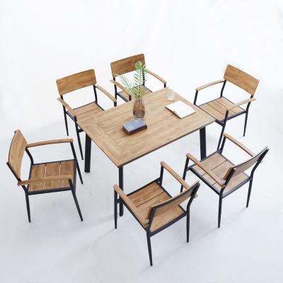 China Modern style restaurant teak primary color table plastic wooden table and chair for sale