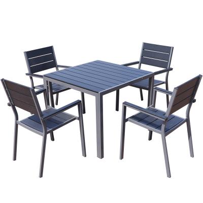 China Modern High Quality Black Rectangular Folding Table Outdoor Patio Garden And Chair Seater Furniture Sets for sale