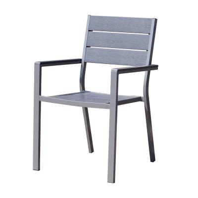 China Contemporary Outdoor Home Furniture Cheap Plastic Wood Aluminum Garden Dining Chair Patio Furniture Set Stacking Chairs for sale