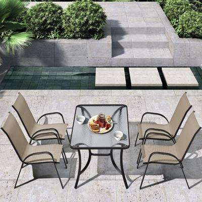 China Modern Hot Sale Outdoor Patio Rattan Furniture PE Rattan Garden Dining Table Set Waterproof Table and Chairs Garden Sets for sale