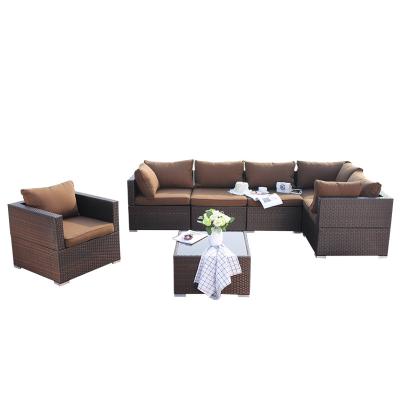 China Factory Price Traditional L Shape Outdoor PE Wicker Rattan Furniture Garden Rattan Sofa Sets for sale