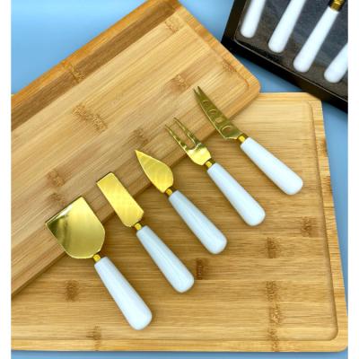 China Gift Set Wedding Slim Cutter 5 Pcs Sustainable Gold Stainless Wholesale Cheese Knife For Cheese for sale