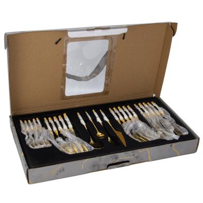 China Viable German High-End Dinnerware Set Business Stainless Steel Handle Flatware Luxury Black Ceramic Gift Box for sale