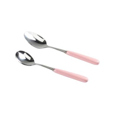 China Handle Stainless Steel Tableware Promotion Gift Stainless Steel Stocked Marble Ceramic Spoon for sale