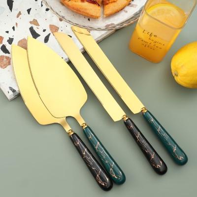 China Viable Porcelain Handle Stainless Steel Pizza Cake Shovel Gift Set Butter Tool Cheese Baking Knife for sale