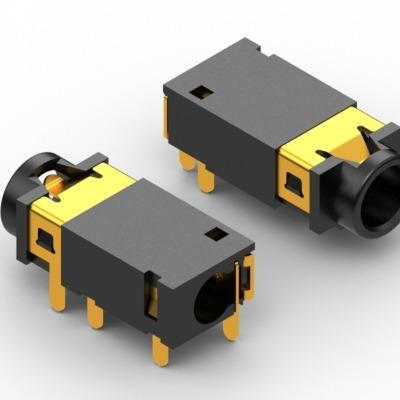 China Audio Video Connector, Stereo Jack, 3.5 mm, 4C Through Hole SMT Mount for sale