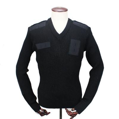 China Upgrowing Foreign Trade V-Neck Solid Color Business Safety Knitting Uniform Armband QUICK DRY Epaulet Correction Sweater Stretch Knitting Uniform for sale