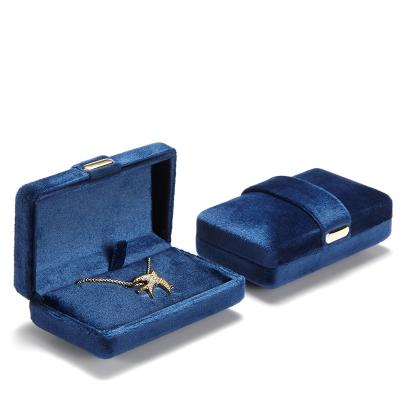 China Luxury custom made imitation cardboard trinket blue Drak fur drawer ring jewelery box packaging for earrings for sale