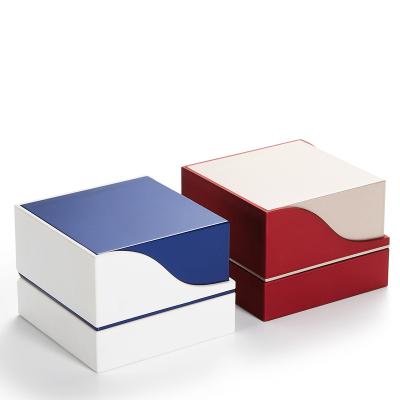 China Mixed Plastic Innovative Fancy Gold White Red Blue Color Led France Italy Acrylic Girl Box Jewelery Fashion Valuable Luxury Ring Box for sale