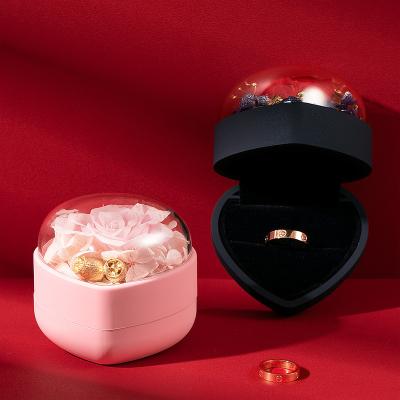 China Factory Stock Luxury 214 Heart Shaped Plastic Mini Clamshell Flower Decorative Eternal Jewelry Box for sale