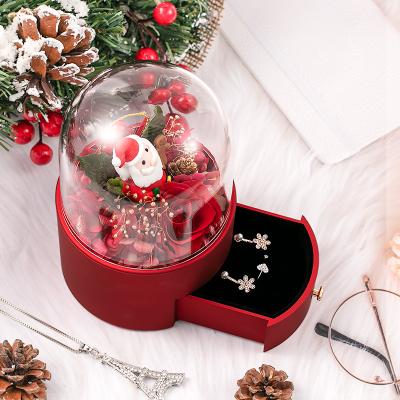 China Christmas Trinket Drawer Plastic Red Round Ring Necklace Earring Jewelry Box Packaging Gift Custom With Logo for sale