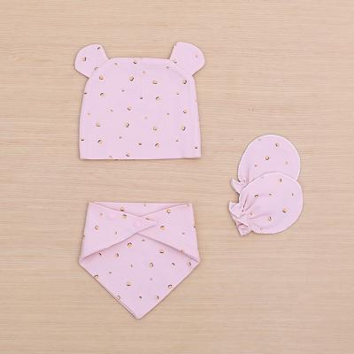 China Antibacterial cotton baby hat bib and metten for sale