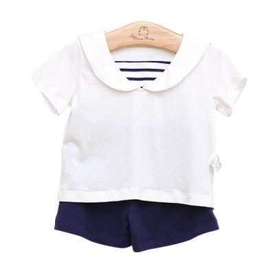 China Breathable 100% Antibacterial Cotton Summer Shorts Sleeve T-shirt And Pants Baby Girl Clothes Set for sale