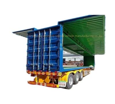 China Customizable 3 Axle Wing Open Van Semi Trailer for 30/40tons Logistics Transportation for sale