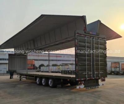 China Customer's Request 3 Axle Wing Open Van Wall Semi Trailer with 12units 12R22.5 Tire for sale