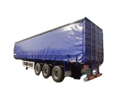 China WABCO-ABS Brake Equipped 3 Axles 40ft 45ft Blue Curtain Side Semi Trailer by Wosheng for sale