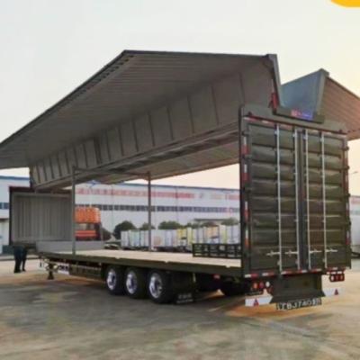 China 3-Axle Semi-Trailer with 13600x2600x4000mm Customizable Wingspan Opening Wing Van Box for sale