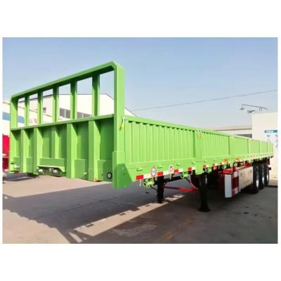 China Semi-trailer 3 as 40 ton 60 ton Drop Side Wall Sidewall Cargo Transport Truck Trailer Te koop