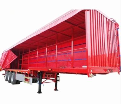 China Tri-axle 40ft 45ft Curtain Side Tarpaulin Fabric Semi Trailer for Heavy Duty Hauling for sale