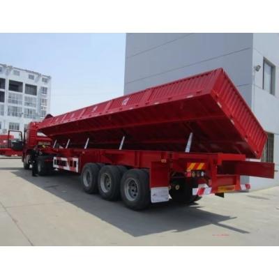 China Side Tipping Trailer for Stone Sand Tri 3 Axles 50 Tons Side Dump Truck Semi Trailer for sale