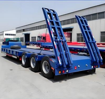 China Wosheng 3 Axles 50-100 Tons Low Boy Low Bed Truck Semi Trailer with 13000x3000x3300 for sale