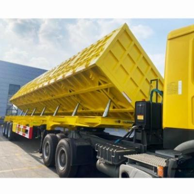 China 13T 3 Axles Wosheng Light Type Side Wall Dump Semi Trailer for Gravel Stone Sand Transport for sale