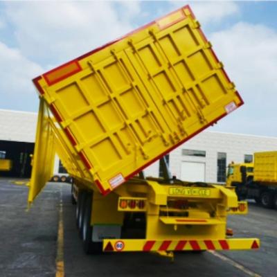 China High Capacity 100 Tons 3 Axle Side Dump Tipper Semi Trailer For Wheat Grain Transport for sale