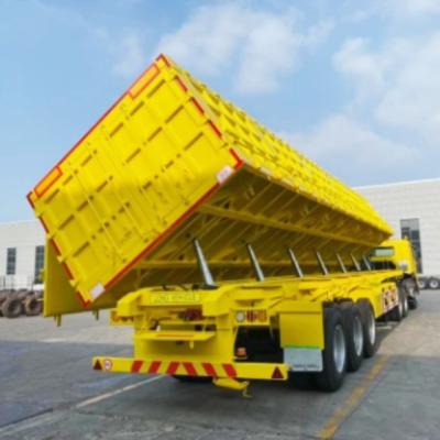 China 3 Axles Heavy Duty Steel Side Tipper Dump Semi Trailer for Cargo Transport Air Suspension for sale