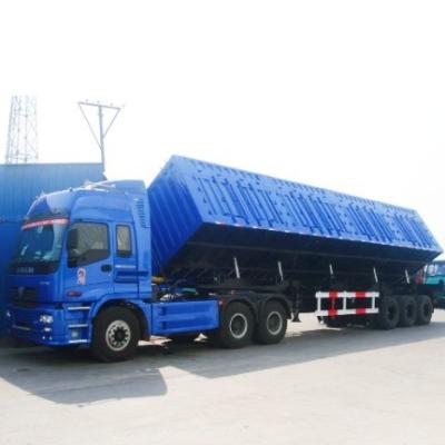 China Heavy Duty 3 Axles 60 Ton Side Tipper Dump Semi Trailer for Bulk Cargo Transportation for sale