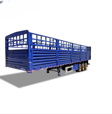 China steel 3 Axles 4 Axles Side Wall Fence Cargo Semi truck Trailers with 2