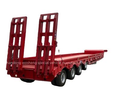 China 60 tons Excavator Transporting Lowbed Trailer with Nice 3 Axle Lowbed Semi Trailer for sale