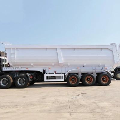 China 16Ton 3 Axles Rear Dump Semi Trailer with 28t Heavy Duty Landing Gear from Wosheng for sale