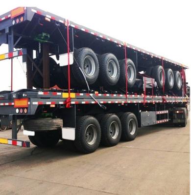 China Customizable Container Flatbed Truck Trailer in Popular Style and Color with 3 Axles for sale