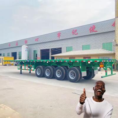 China Semi-Trailer 3 Axle 4 Axle Flatbed Semi Trailers for Building Materials Transportation for sale