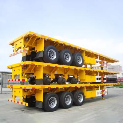 China 12R22.5 Tire Flatbed Semi Trailer for Africa Tare Weight 20T-80T Container Transport for sale