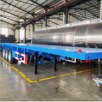 China Cargo Flat Truck Trailer 3 Axle 60ton Semi Trailer with Max Loading Capacity kg 60000 for sale