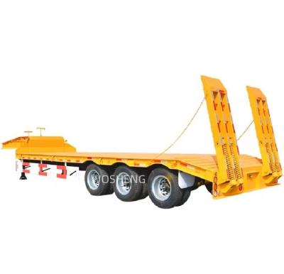 China Low Loader Semi Trailer for Heavy Duty Equipment 2/3/4 Axles and Dual Line Braking for sale