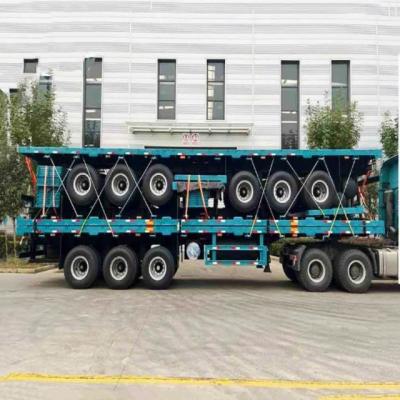 China 12400*2610*1550mm Truck Trailer Flatbed Semi Trailer for 40FT Container Transport for sale